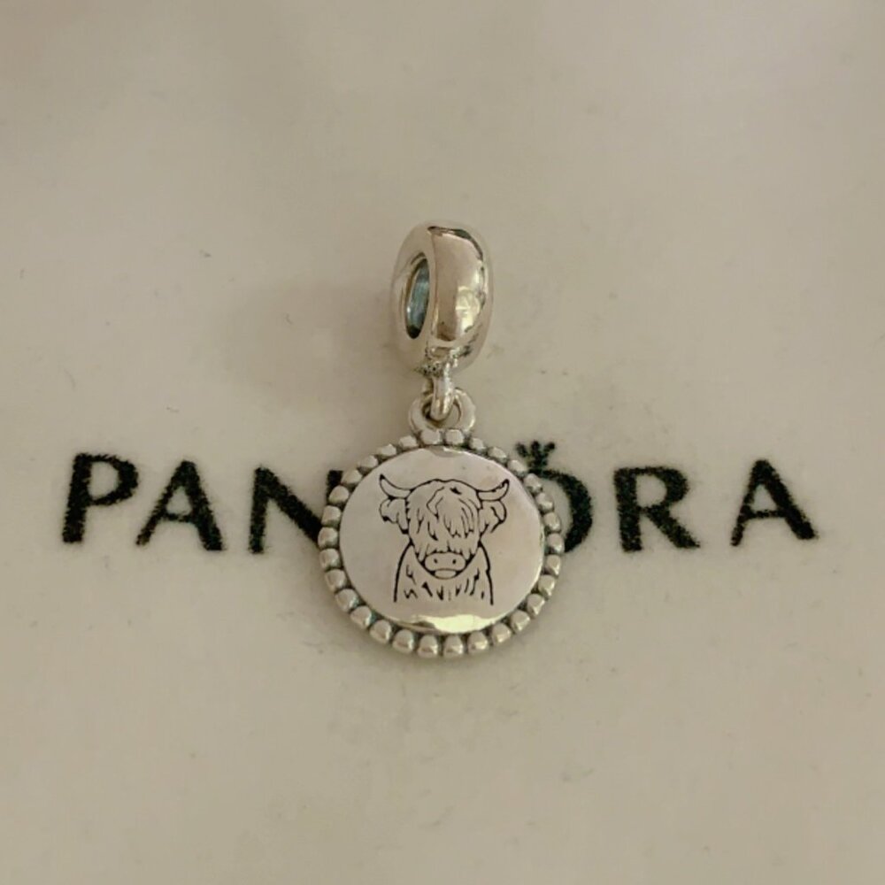 Pandora Engravable Scottish Cow Dangle Charm